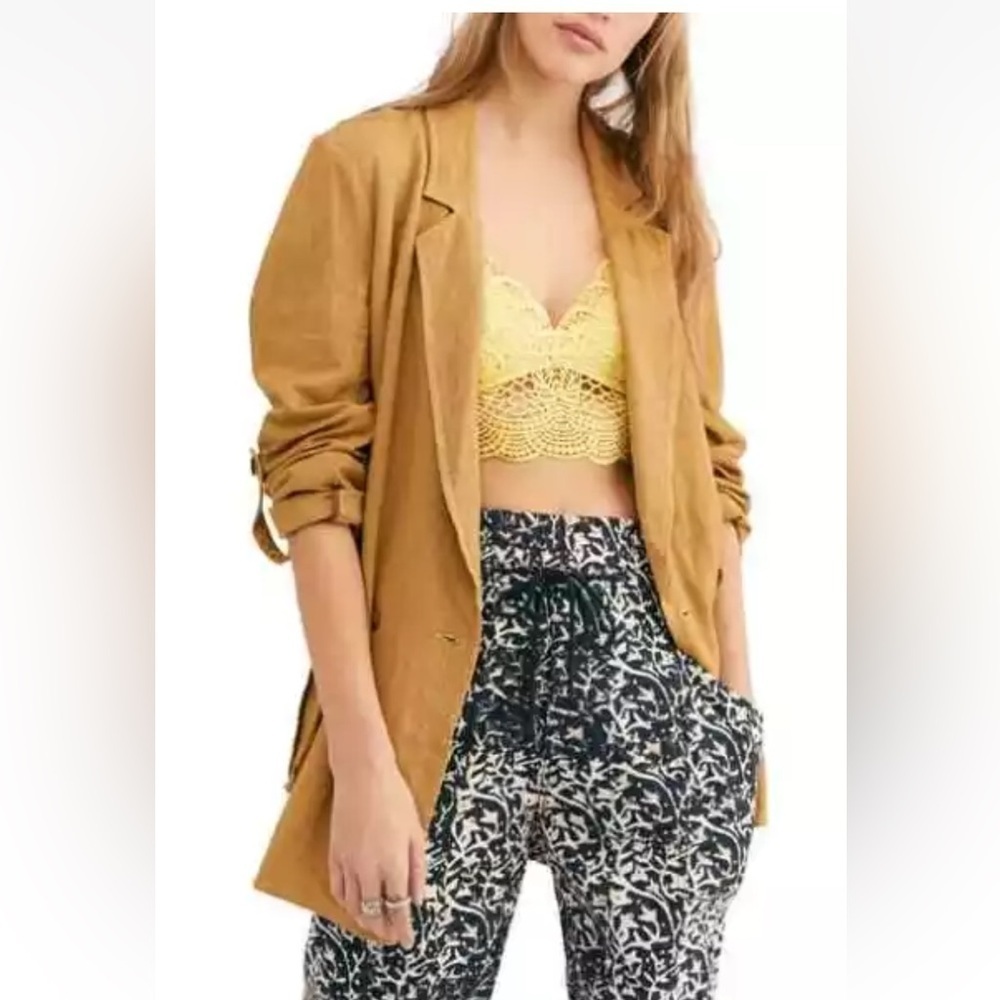 Free People Charley blazer brown jacket button front long sleeve size M - Picture 6 of 12